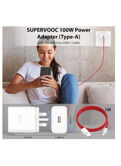 Generic 100W for Oneplus 12 12R 11 10 Pro Charger SuperVooc Warp Charger for Oneplus 9 Pro 10T 10R 8T 8 Dash Charge 80W Power Adapter for One Plus Oppo Realme Fast Wall Charger Adapter with 3ft USB C Cable  - Image 3