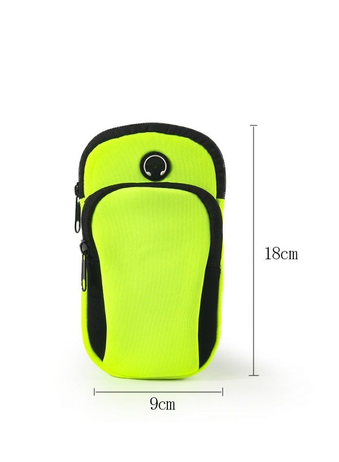 Generic Armband Phone Case Bag with Earphone Hole for Sports Running Jogging Exercising Gym， Double Pockets for Holding Mobile Phone Keys Money Bank Cards  - Image 2