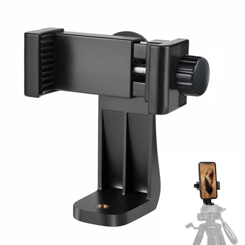 KASTWAVE Phone Tripod Mount Adapter, Universal Tripod Cell Phone Holder, Fits Any Smartphone, 1/4" Standard Screw, Rotating Vertical and Horizontal, Compatible with Selfie Stick, Monopod