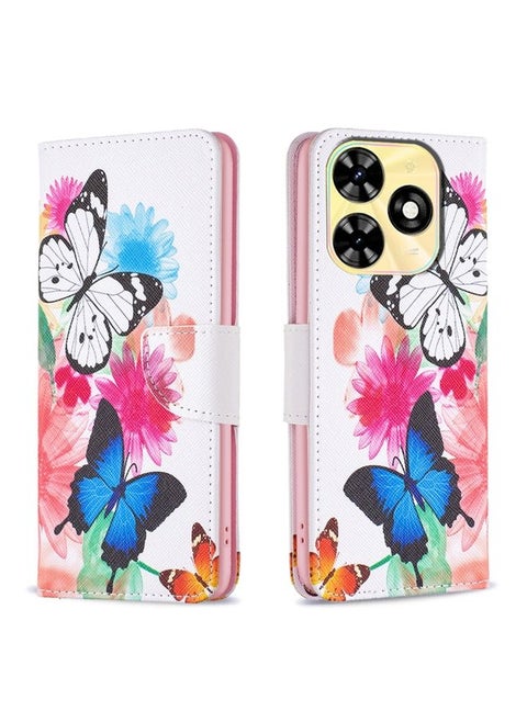 Case Cover For 适用于Tecno Spark Go 2024 / 20C / POP 8 Colored Drawing Pattern Leather Phone Case(Butterflies)