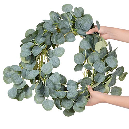 DearHouse Artificial Eucalyptus Garland Faux Silk Eucalyptus Leaves Vines Handmade Garland Greenery Wedding Backdrop Arch Wall Decor - Image 3