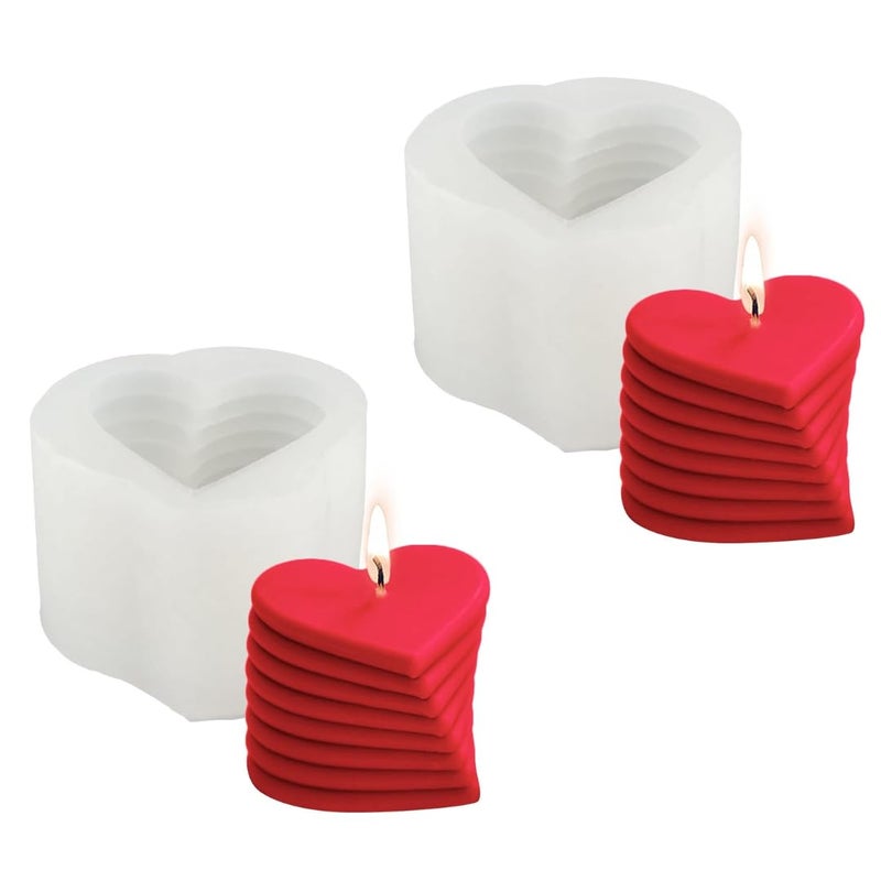 Skytail قوالب الشموع 3D على شكل قلب من سكاي تايل 2 قطعة قوالب سيليكون لصنع الشموع والعلاج بالروائح هدايا للأزواج من شمع الصويا وشمع النحل وصب الراتنج لتزيين المنزل شموع معطرة هدايا عيد الحب (حب دوار) - Image 1