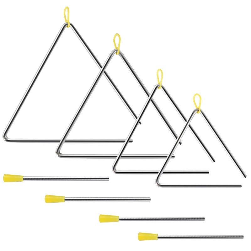 EASTROCK Triangle Instrument 4 Packs 7 8 9 10 Inch Percussion Instrument Set Hand Percussion Triangles with Striker - Image 2