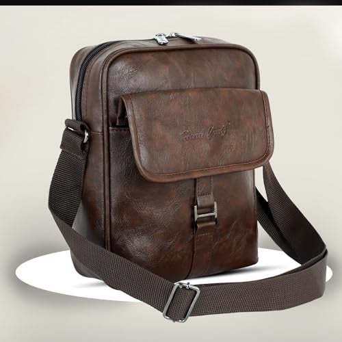 Hard Craft Cross Body Sling Hand Messenger Shoulder One Side Office Luxury Leather Bag With Tablet Compartment Multiple Pockets for Passport Cash Mobile Money Small Travel Pouch Bags For Men Women - Image 2