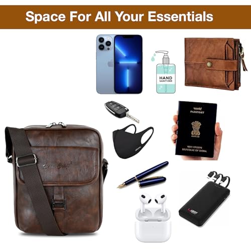 Hard Craft Cross Body Sling Hand Messenger Shoulder One Side Office Luxury Leather Bag With Tablet Compartment Multiple Pockets for Passport Cash Mobile Money Small Travel Pouch Bags For Men Women - Image 5