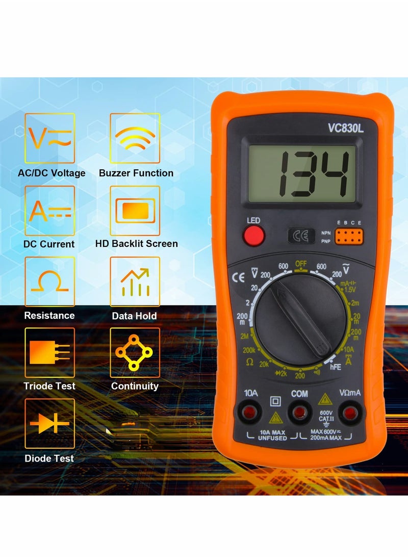 KASTWAVE - Digital Multimeter, Multimeter with AC DC Voltmeter & Ohm Volt Amp Tester, Multifunction Battery Tester, Pocket Meter with Backlight Tests Wire, Voltage Tester Measure Voltage Current Resistance - Image 1