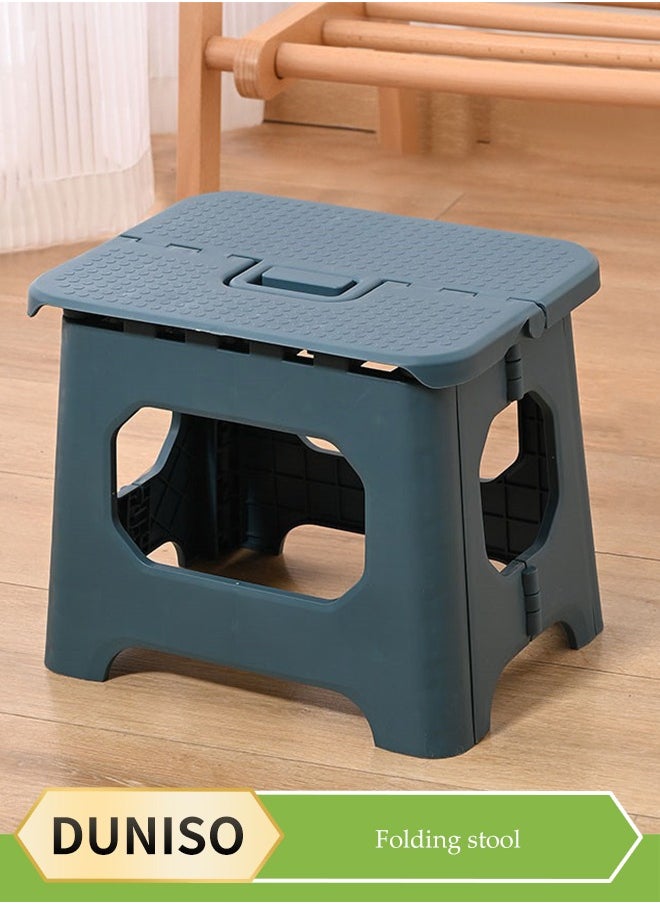 DUNISO 2 Pcs Folding step stool,portable footstool outdoor stool,anti slip step stool，can be carried by hand, suitable for kitchen, bathroom, garden，outdoor, living room,21*16.5*16.5cm，blue  - Image 1