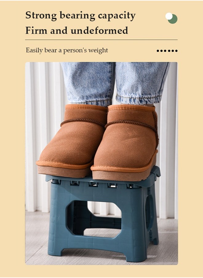 DUNISO 2 Pcs Folding step stool,portable footstool outdoor stool,anti slip step stool，can be carried by hand, suitable for kitchen, bathroom, garden，outdoor, living room,21*16.5*16.5cm，blue  - Image 3