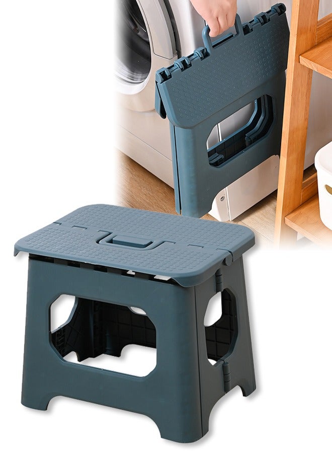 DUNISO 2 Pcs Folding step stool,portable footstool outdoor stool,anti slip step stool，can be carried by hand, suitable for kitchen, bathroom, garden，outdoor, living room,21*16.5*16.5cm，blue - Image 1