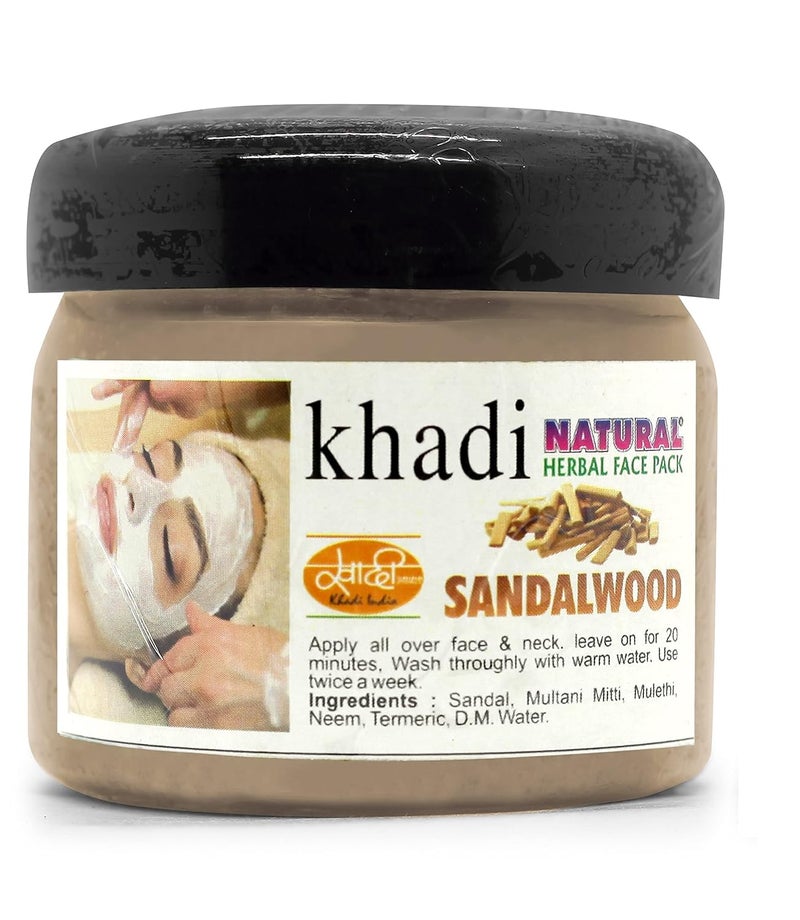 Khadi Natural Herbal Khadi Natural Herbal Sandalwood Face Pace for Glowing Skin with Multani mitti Neem Turmeric Mulethi Nourishing Face Pack for All Skin Types Brighten Revitalize Your Skin Soothing Hydrating 200 ml pack of 2 - Image 2