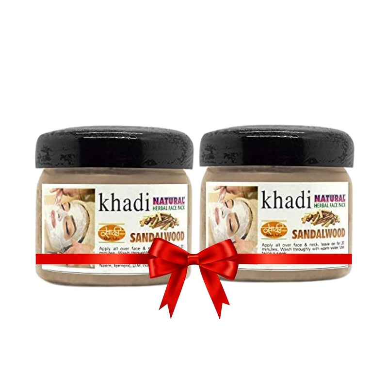 Khadi Natural Herbal Khadi Natural Herbal Sandalwood Face Pace for Glowing Skin with Multani mitti Neem Turmeric Mulethi Nourishing Face Pack for All Skin Types Brighten Revitalize Your Skin Soothing Hydrating 200 ml pack of 2 - Image 1