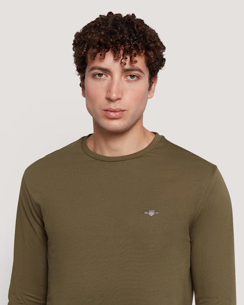 GANT  Gant Men’S Long Sleeve Cotton T-Shirt With Shield Logo for Men | Best Price UAE