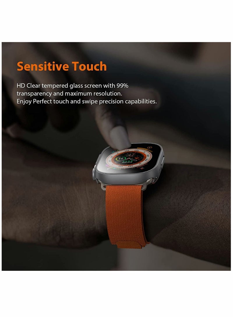 Y&D Tempered Glass Hard PC Case Compatible with Apple Watch Ultra 49mm Screen Protector, [9H Hardness] [HD Clear] [Touch Sensitive] Full Protection for iWatch Ultra,Black(2 Pack) - Image 4