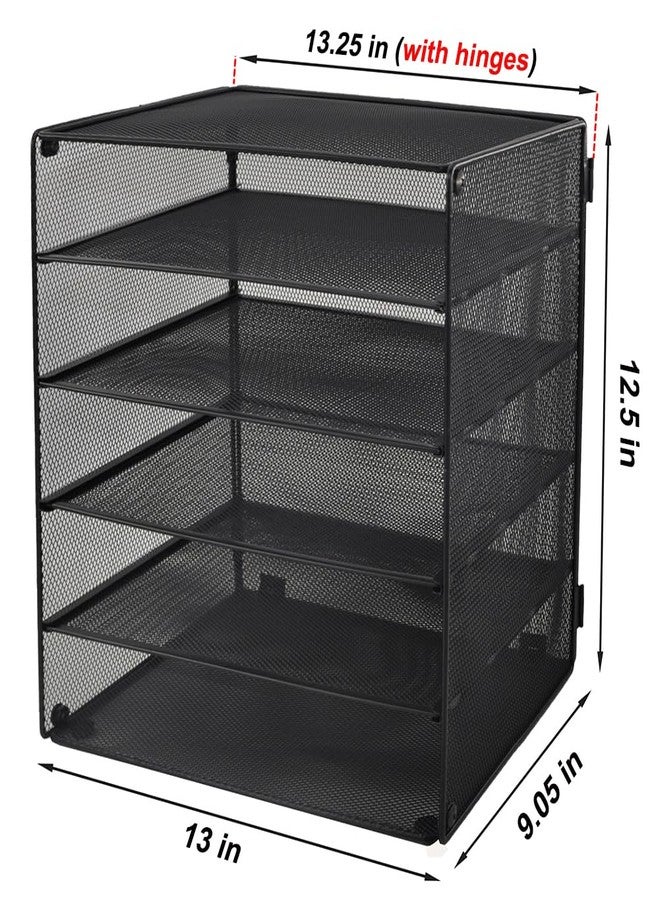 EASEPRES 5 Slot Mesh Desk Organizer Tray, File Paper Letter Folder Holder Desktop Paper Sorter Mail Organization Rack Storage Accessories, for Office Home School Classroom, Black - Image 2