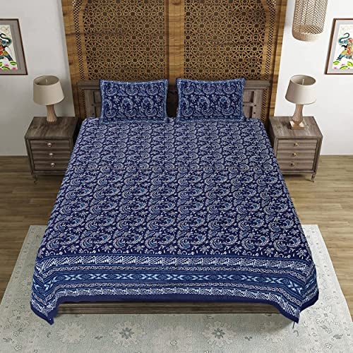 WESTLYN Hand Block Print 300 TC Cotton King Size Bedsheet, Multi-Coloured63 - Image 3