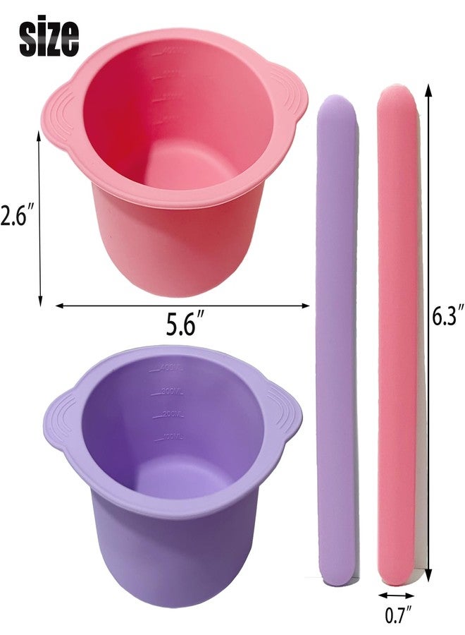 Shineyid Silicone Wax Warmer Liner, Silicone Wax Bowl for Hair Removal, Non-Stick Wax Melt Warmer Wax Pot Replacement, Reusable Wax Melt Liner with 2 Pcs Spatula Sticks for Hair Removal (Pink, Purple) - Image 2