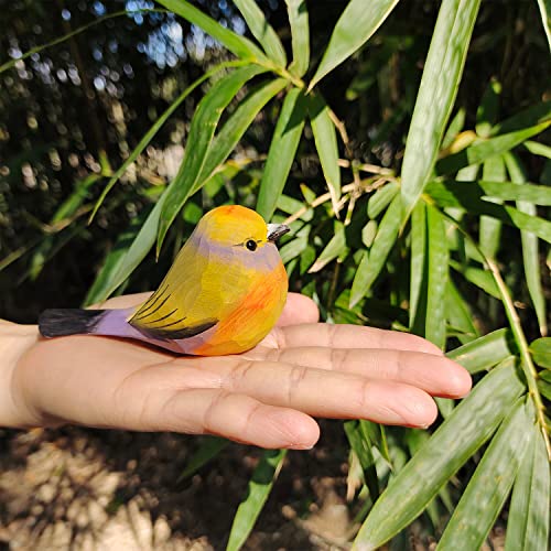 WEAUSUP Handmade Wooden Carved Bird Decor Sculpted Hand-Painted Bird Figurines Small Home Decor Bird Statue Shelf Decor BFF Gifts for Bird Lovers (Leptopoecile sophiae) - Image 3
