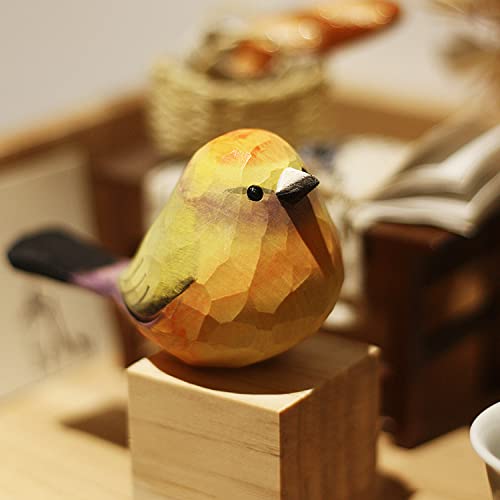 WEAUSUP Handmade Wooden Carved Bird Decor Sculpted Hand-Painted Bird Figurines Small Home Decor Bird Statue Shelf Decor BFF Gifts for Bird Lovers (Leptopoecile sophiae) - Image 5