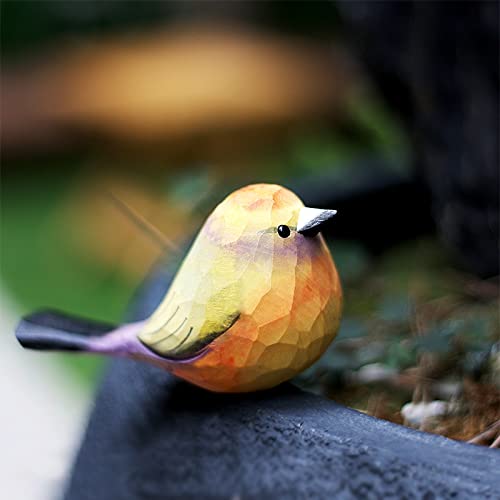 WEAUSUP Handmade Wooden Carved Bird Decor Sculpted Hand-Painted Bird Figurines Small Home Decor Bird Statue Shelf Decor BFF Gifts for Bird Lovers (Leptopoecile sophiae) - Image 1