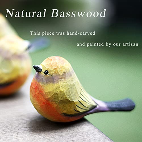 WEAUSUP Handmade Wooden Carved Bird Decor Sculpted Hand-Painted Bird Figurines Small Home Decor Bird Statue Shelf Decor BFF Gifts for Bird Lovers (Leptopoecile sophiae) - Image 2