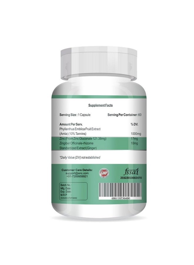 ANC Natural Vitamin C Amla Extract With Zinc For Immunity & Skin Care - (60 Veg Tablets)  - Image 2