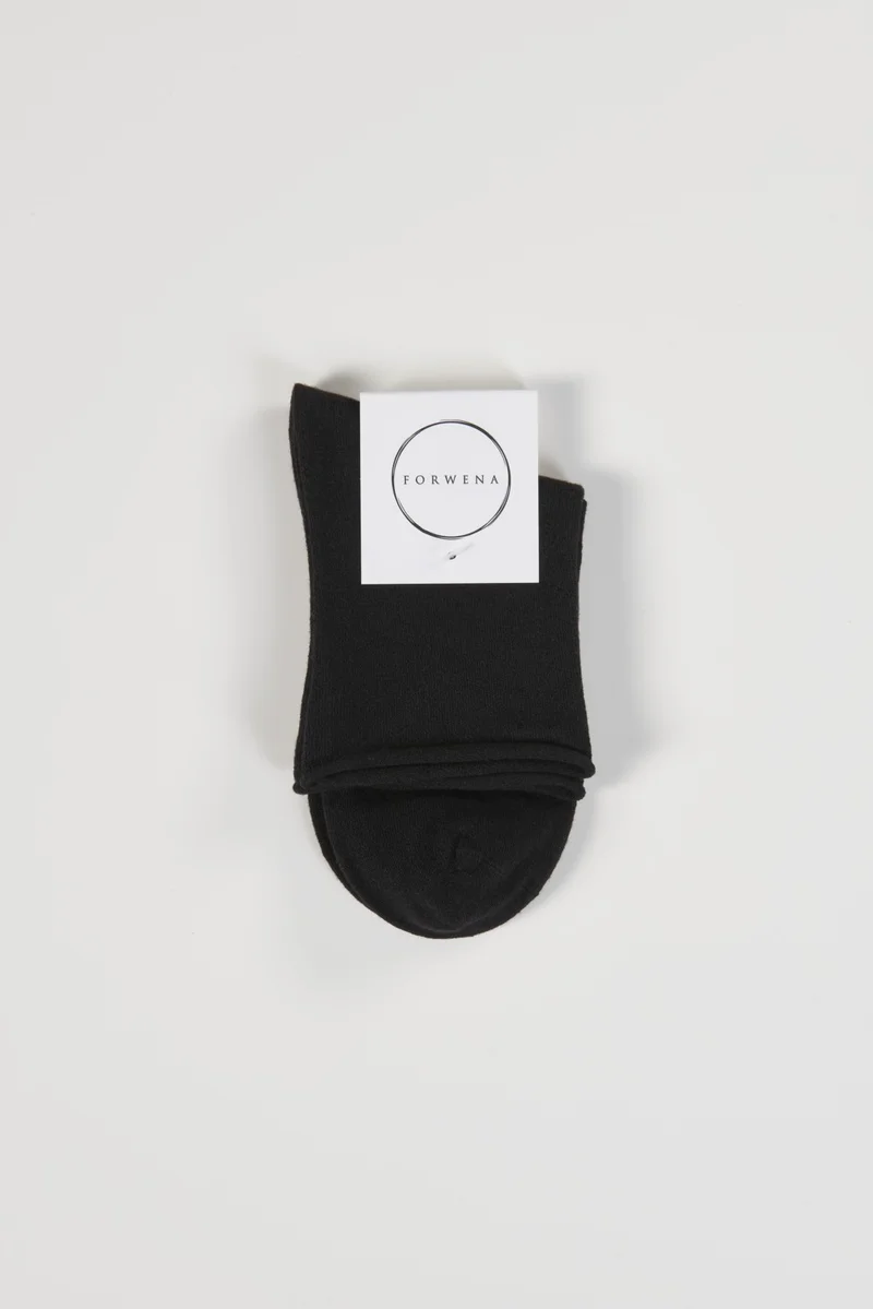 فوروينا Black Modal Elastic Seamless Women's Quarter Half Sock Socks