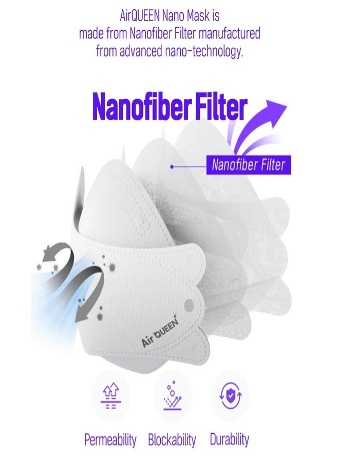 AIRQUEEN 3-Layer Nano-Filter Face Mask for Adults, 70 Pack White, Lightweight and Breathable Face Mask with Soft and Elastic Ear Loop, Reusable Face Mask - Image 2