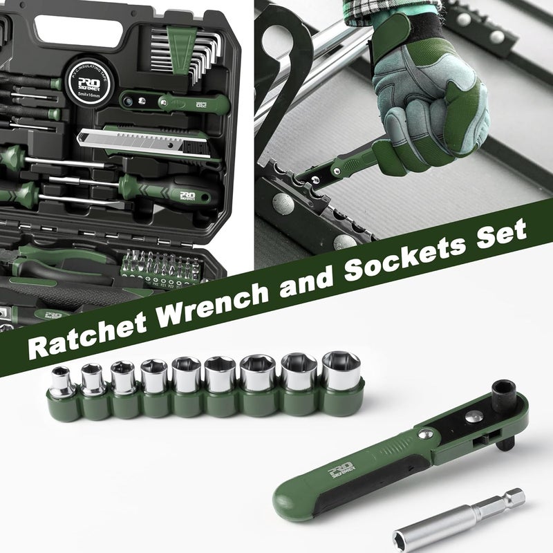 Prostormer 160-Piece Home Repair Tool Set, General Household Hand Tool Kit with Toolbox Storage Case for House, Garage, College Dorm and Office (Green) - Image 5