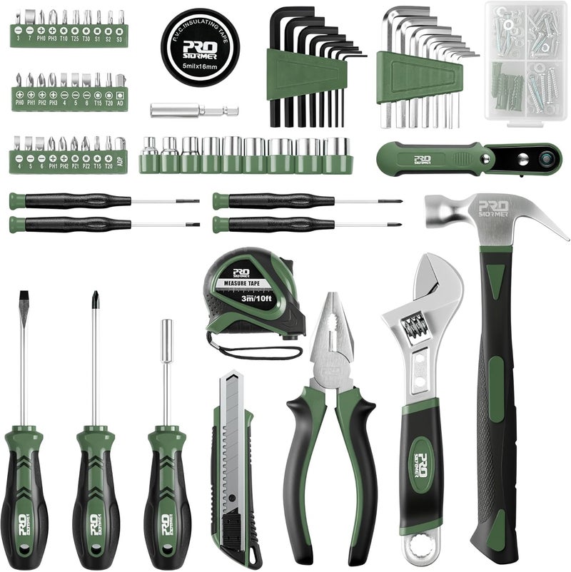 Prostormer 160-Piece Home Repair Tool Set, General Household Hand Tool Kit with Toolbox Storage Case for House, Garage, College Dorm and Office (Green) - Image 2