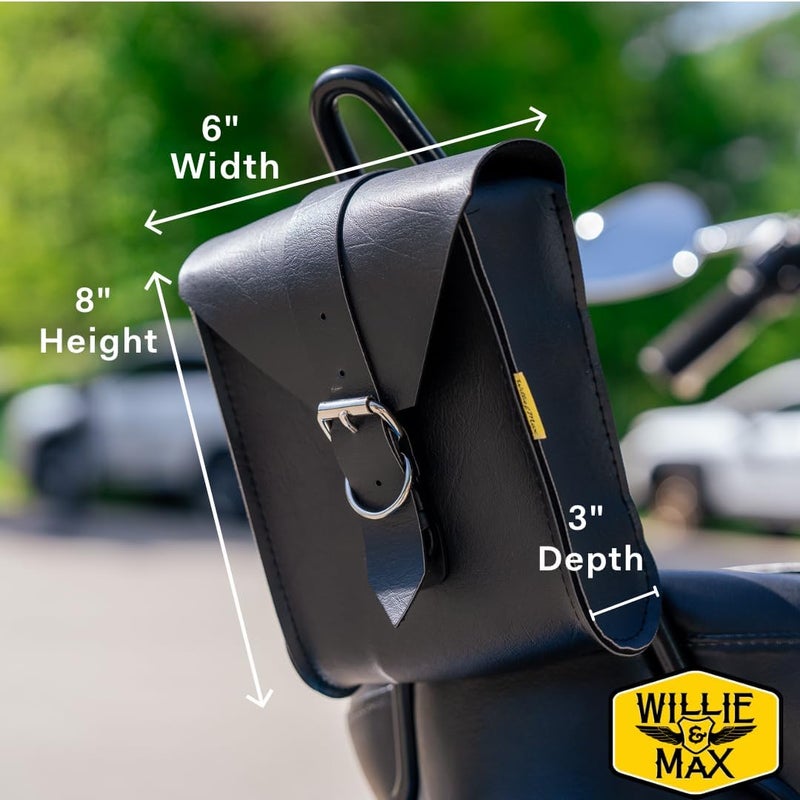 Dowco Willie & Max Synthetic Leather Compact Motorcycle Sissy Bar Bag, Black - Image 5