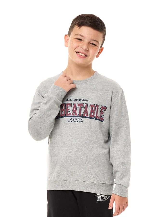 victor and jane Victor And Jane Teens Grey Slogan Print Sweatshirt