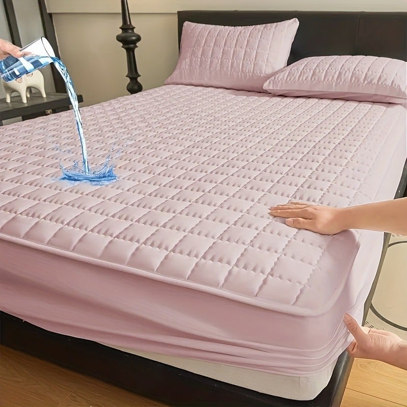 1pc Quilted Mattress Protective Cover - Soft & Waterproof Mattress Protector, Fitted Sheet-Compatible Bedding Cover for Bedroom/Guest Room, 7 Colors Available(Excluding Pillowcase) - Image 1