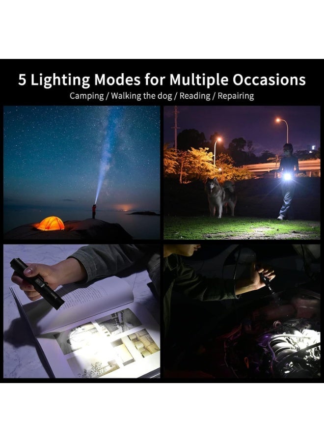 WUBEN L50 Torches LED Rechargeable Flashlight,1200 Lumens Tactical Flashlight Rechargeable Torch Light 5 Modes Super Bright Flashlight for Searching, Camping, Emergency, Tool Gifts for Men 2Pcs Packs - Image 4