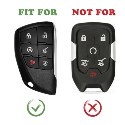 TANDRIVE Key Fob Cover for 2026 2025-2021 Chevy Tahoe Suburban GMC Yukon, 6 Button, Silicone, 2-Pack, Black and Blue - Image 2