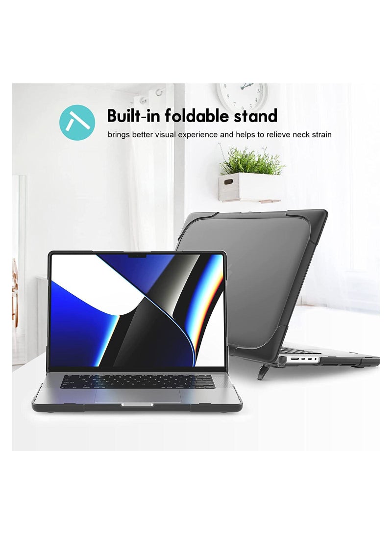 Procases MacBook Pro 14 Inch Case 2021 Release A2442 with M1 Pro/Max Chip, Heavy Duty Hard Shell Dual Layer Protective Cover with Fold Kickstand for 2021 MacBook Pro 14" with Touch ID -Black - Image 4