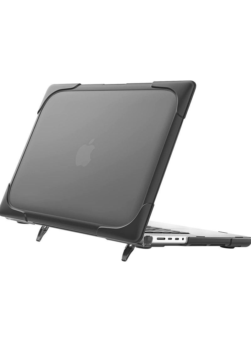 Procases MacBook Pro 14 Inch Case 2021 Release A2442 with M1 Pro/Max Chip, Heavy Duty Hard Shell Dual Layer Protective Cover with Fold Kickstand for 2021 MacBook Pro 14" with Touch ID -Black - Image 1