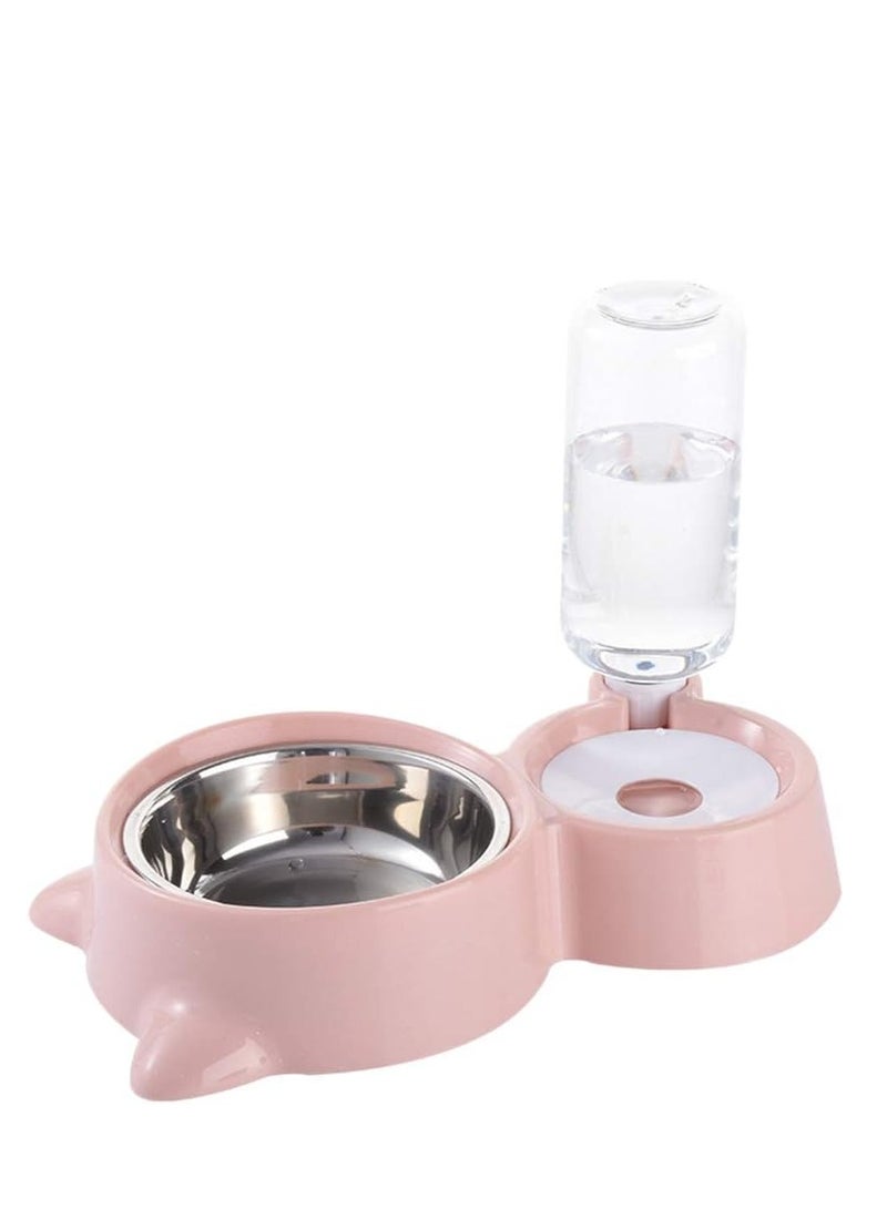 Pet Food and Water Feeder Bowls with Automatic Water Bottle with Stainless Bowl - Image 1