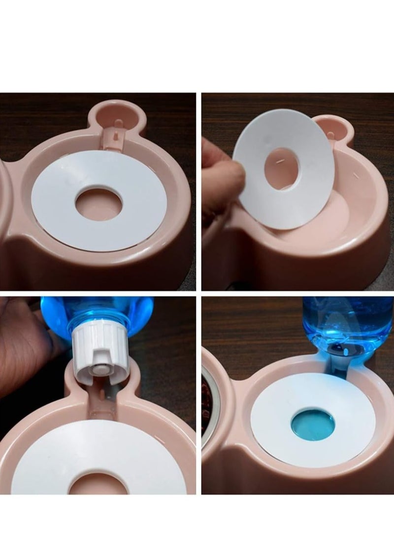 Pet Food and Water Feeder Bowls with Automatic Water Bottle with Stainless Bowl - Image 2