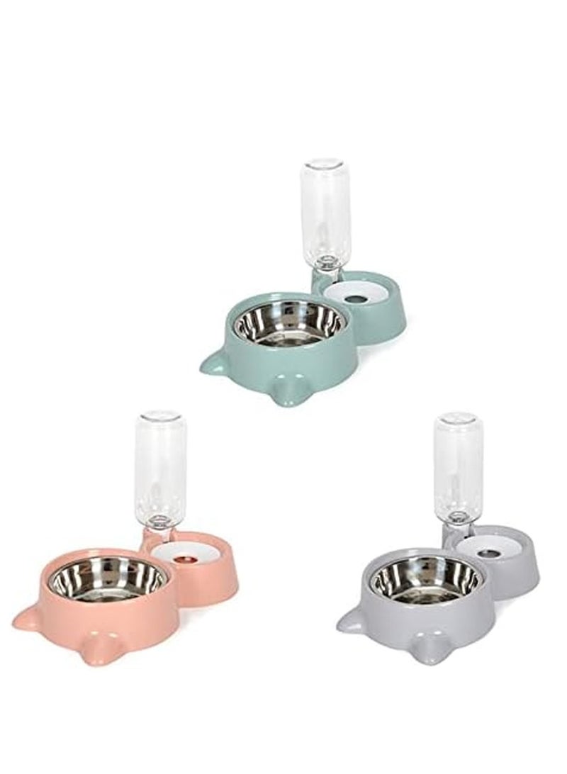 Pet Food and Water Feeder Bowls with Automatic Water Bottle with Stainless Bowl - Image 4