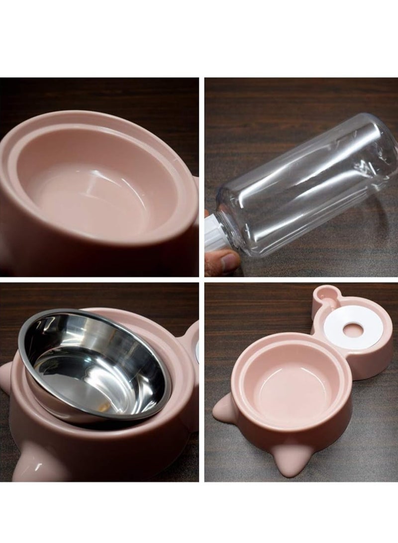 Pet Food and Water Feeder Bowls with Automatic Water Bottle with Stainless Bowl - Image 3