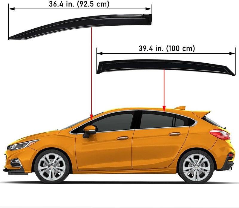 Lightronic WV94712 Tape-on Side Window Visor Deflector Rain Guard, Dark Smoke - 4 PCS Set for 2016-2019 Chevrolet Cruze - Image 2