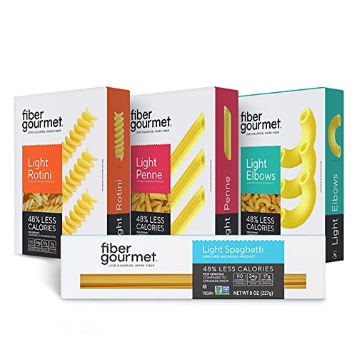 Fiber Gourmet Low Carb Pasta Variety Pack - Spaghetti, Rotini, Penne, Elbows - High Fiber, Keto Friendly, Non-GMO, Vegan, Kosher - Made in Italy with 48% Fewer Calories and Reduced Net Carbs - Image 1