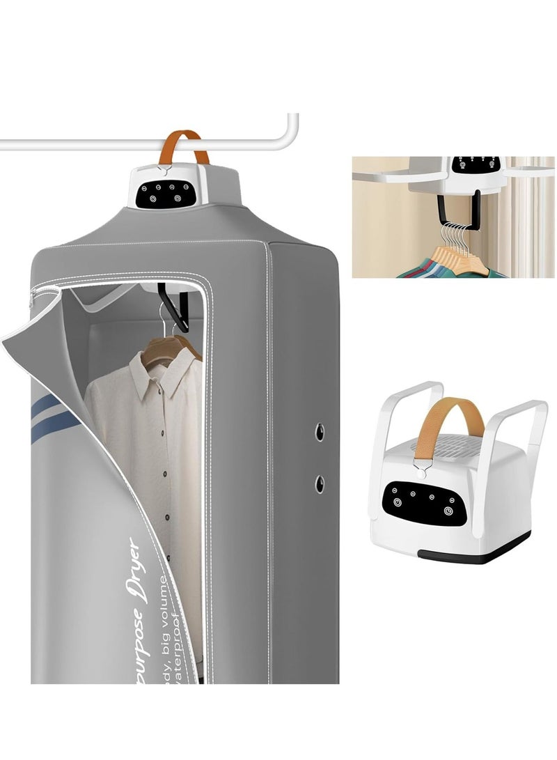 WALALLA Portable Electric Clothes Dryer, Multifunctional Dryer Machine, Detachable Fast Drying, Travel Clothes Dryer, Heated Clothes Airer, Wardrobe Clothes Heating with Timer, Cloth Cover - Image 1