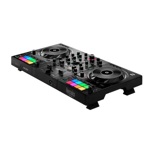 Hercules DJControl Inpulse 500 DJ Controller – Beginner DJ Set, 2-Deck USB DJ Mixer with Built-In Audio Interface, RGB Pads, Touch-Sensitive Jog Wheels - Image 4