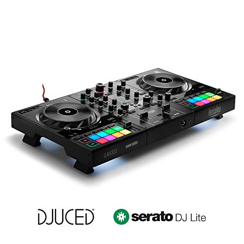 Hercules DJControl Inpulse 500 DJ Controller – Beginner DJ Set, 2-Deck USB DJ Mixer with Built-In Audio Interface, RGB Pads, Touch-Sensitive Jog Wheels - Image 1