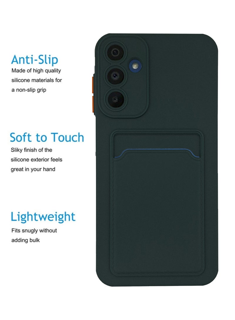 Waldic Silicone Protective Back Case Cover with Card Holder For Samsung Galaxy A15 5G - Green  - Image 2
