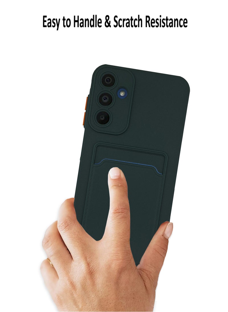 Waldic Silicone Protective Back Case Cover with Card Holder For Samsung Galaxy A15 5G - Green  - Image 3