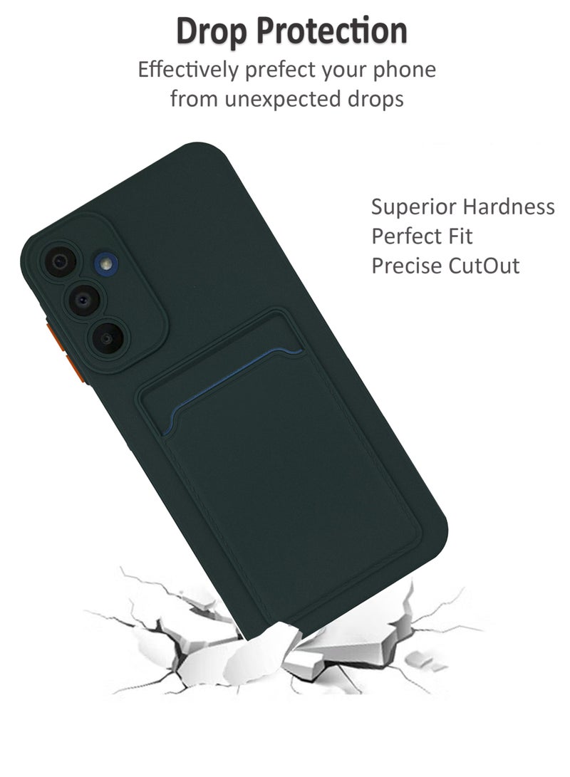 Waldic Silicone Protective Back Case Cover with Card Holder For Samsung Galaxy A15 5G - Green  - Image 4