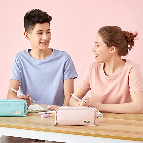 ketmart Large Capacity Pencil Case Organizer Pen Marker Holder Double Zipper Storage Bag Big Pencil Pouch for College School Office Teen Girl Boy Women Men Adult (Color_Pink) - Image 5