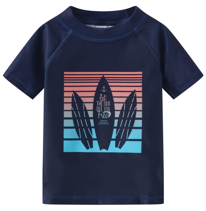FunnyPaja Toddlers and Baby Boys' 3-Piece Rashguard Sets Swimsuits Sets with Hat Surfing Swimwear Sunsuit UPF 50+Navy Sail(9-12 Months) - Image 3